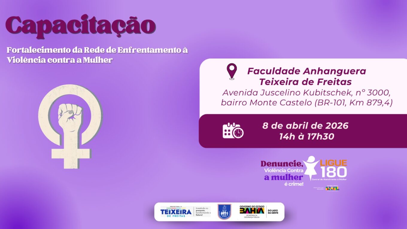 Leia mais sobre o artigo Capacitação sobre fortalecimento da rede de enfrentamento à violência contra a mulher será realizada em Teixeira de Freitas